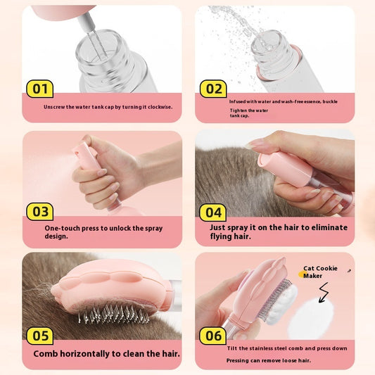 2 In 1 Self Cleaning Cats Brush Comb With Spray Pets Grooming Hair Remover Combs Brush Floating Hair Pet Grooming Brush Pet Products