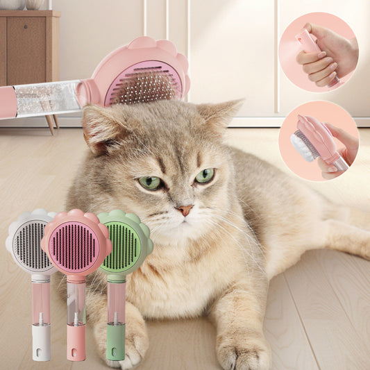 2 In 1 Self Cleaning Cats Brush Comb With Spray Pets Grooming Hair Remover Combs Brush Floating Hair Pet Grooming Brush Pet Products